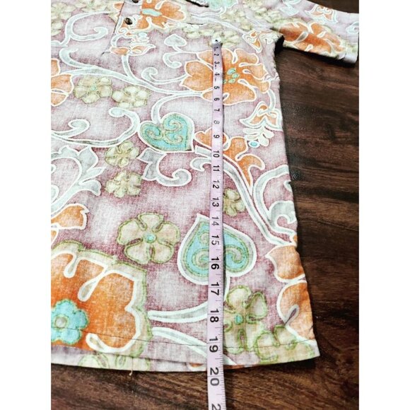 Barefoot in Paradise Cotton Floral Hawaiin Short Sleeve Polo Shirt Men's L Tall - Picture 12 of 12